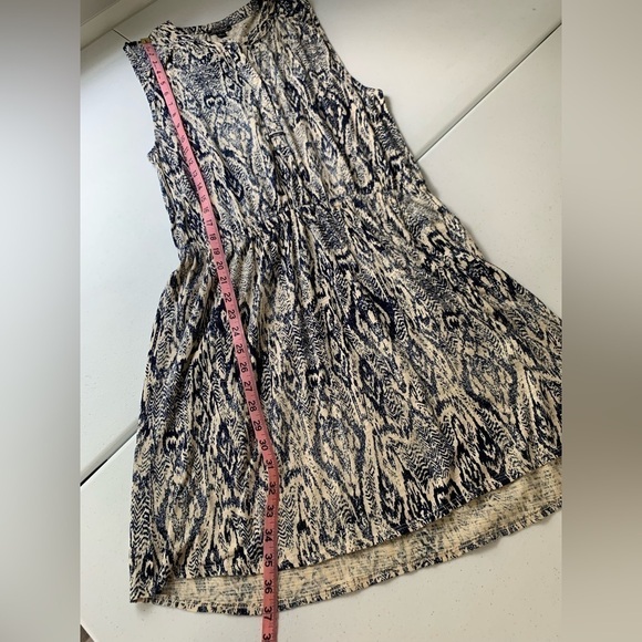 LUCKY Brand Ikat Aztec Print Blue Cream Sleeveless Summer Dress - Picture 12 of 13